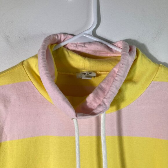 Womens J Crew Cowel Neck Striped Pullover Sweatshirt M Cotton Pink Yellow - Picture 4 of 8
